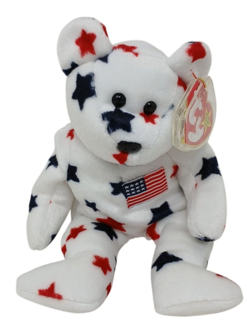 Ty Beanie Baby Glory The Bear 2 Errors 1998 USA Stars Red White Blue Plush #D46